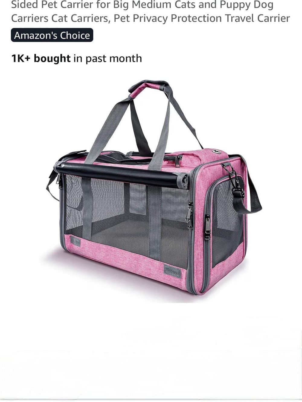 💕 NIB Pink Soft-Sided Cat or Small Dog Pet Carrier with Mesh Panels - Picture 2 of 16
